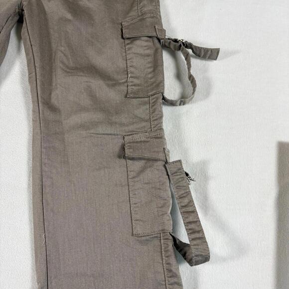 VIP Jeans Womens 8/10 Y2K Wide Leg Cargo Pants Brown Multi Pocket Stretch - Picture 4 of 10